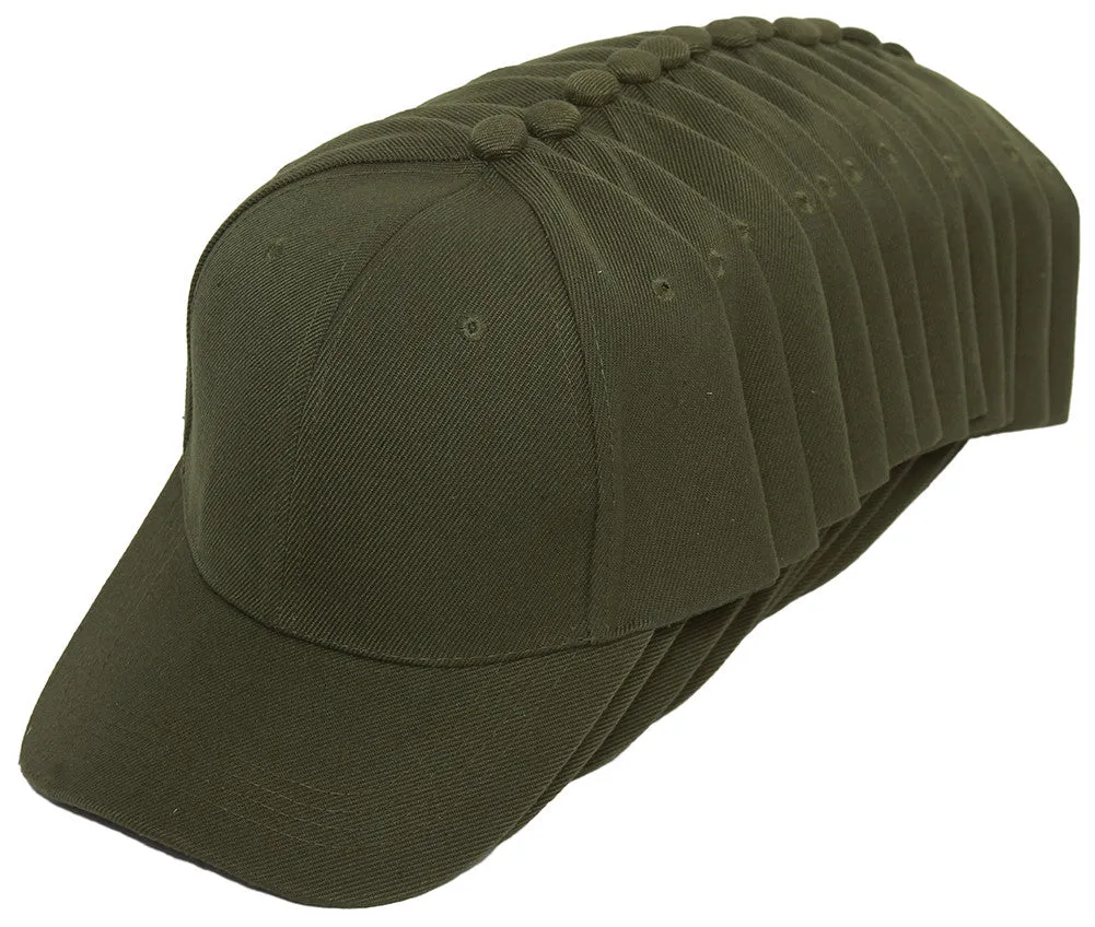 TopHeadwear Blank Adjustable Baseball Cap - 12-Pack