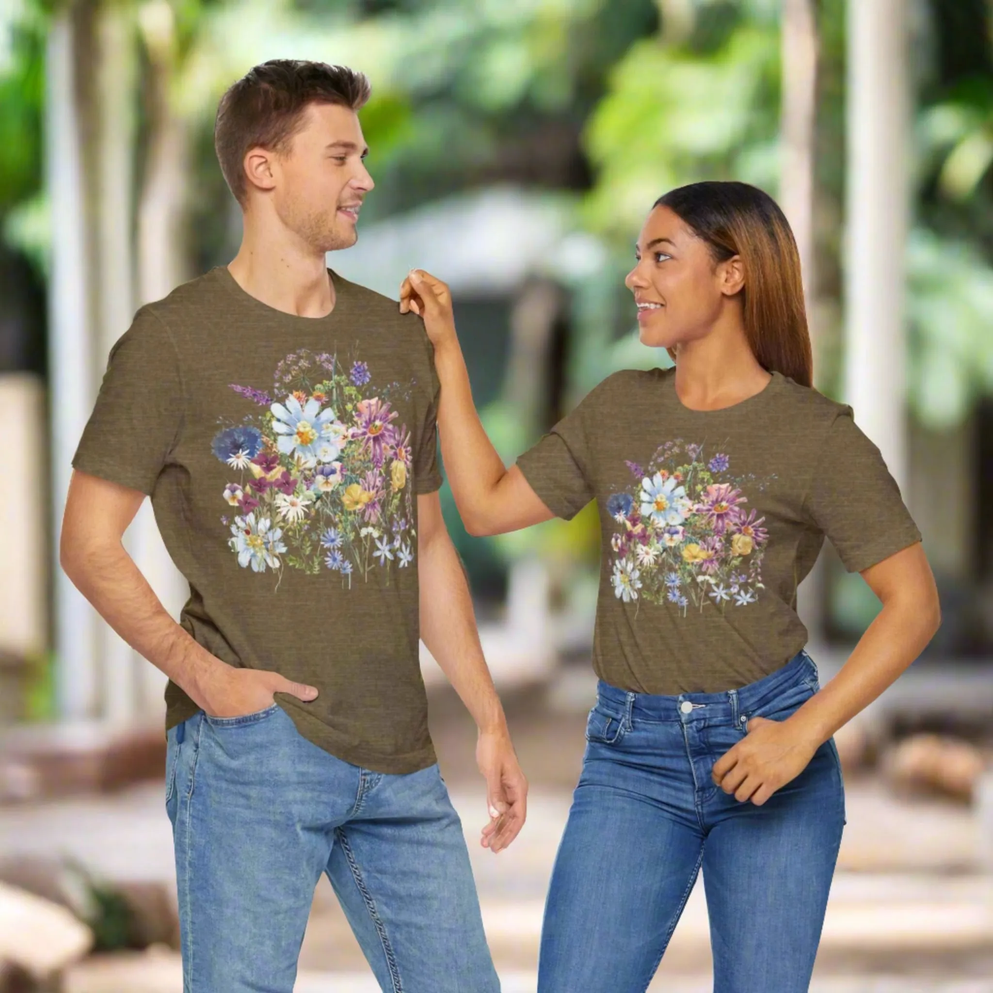 Unisex Vintage Floral Jersey Short Sleeve Tee