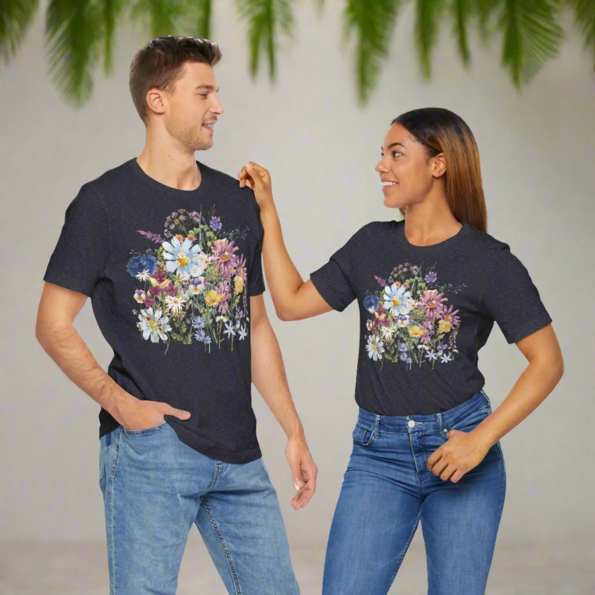 Unisex Vintage Floral Jersey Short Sleeve Tee