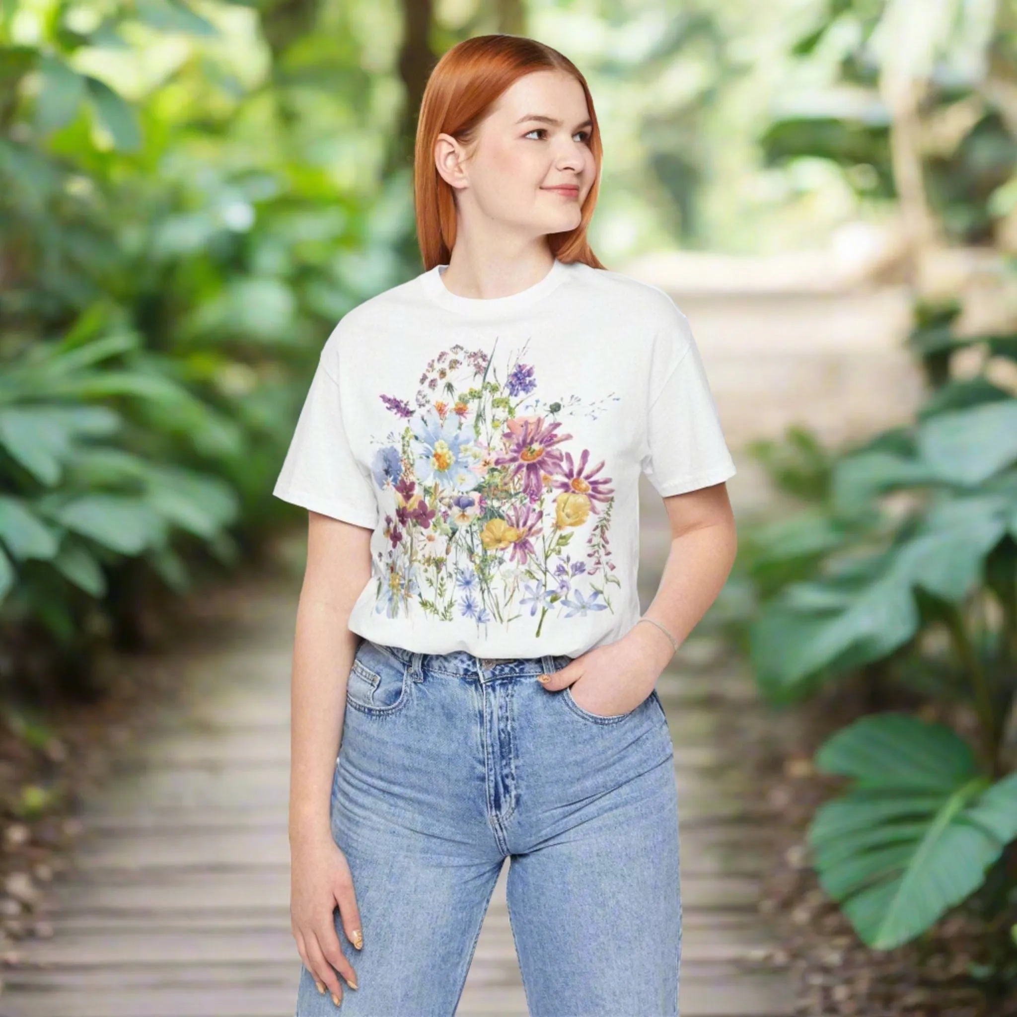 Unisex Vintage Floral Jersey Short Sleeve Tee